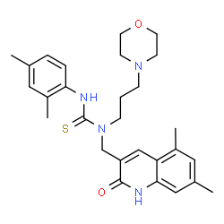 ChemSpider 2D Image | 1-[(5,7-Dimethyl-2-oxo-1,2-dihydro-3-quinolinyl)methyl]-3-(2,4-dimethylphenyl)-1-[3-(4-morpholinyl)propyl]thiourea | C28H36N4O2S