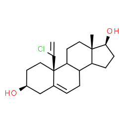 ChemSpider 2D Image | (3S,10S,13S,17S)-10-(1-Chlorovinyl)-13-methyl-2,3,4,7,8,9,10,11,12,13,14,15,16,17-tetradecahydro-1H-cyclopenta[a]phenanthrene-3,17-diol | C20H29ClO2