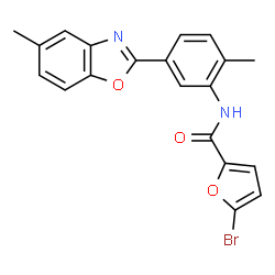 ChemSpider 2D Image | 5-Bromo-N-[2-methyl-5-(5-methyl-1,3-benzoxazol-2-yl)phenyl]-2-furamide | C20H15BrN2O3