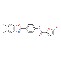 ChemSpider 2D Image | 5-Bromo-N-[4-(5,6-dimethyl-1,3-benzoxazol-2-yl)phenyl]-2-furamide | C20H15BrN2O3