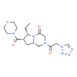 ChemSpider 2D Image | (6S,7S,8aS)-6-Ethyl-7-(4-morpholinylcarbonyl)-2-(1H-tetrazol-1-ylacetyl)hexahydropyrrolo[1,2-a]pyrazin-4(1H)-one | C17H25N7O4