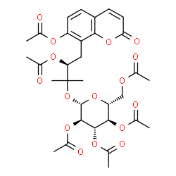 ChemSpider 2D Image | 8-{(2S)-2-Acetoxy-3-methyl-3-[(2,3,4,6-tetra-O-acetyl-beta-D-glucopyranosyl)oxy]butyl}-2-oxo-2H-chromen-7-yl acetate | C32H38O16