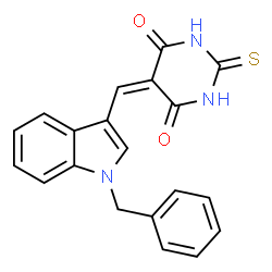 ChemSpider 2D Image | 5-[(1-Benzyl-1H-indol-3-yl)methylene]-2-thioxodihydro-4,6(1H,5H)-pyrimidinedione | C20H15N3O2S