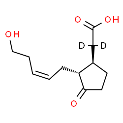 ChemSpider 2D Image | {(1R,2R)-2-[(2Z)-5-Hydroxy-2-penten-1-yl]-3-oxocyclopentyl}(~2~H_2_)acetic acid | C12H16D2O4