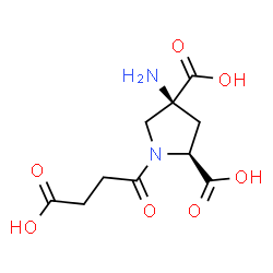 ChemSpider 2D Image | (2S,4S)-4-Amino-1-(3-carboxypropanoyl)-2,4-pyrrolidinedicarboxylic acid | C10H14N2O7