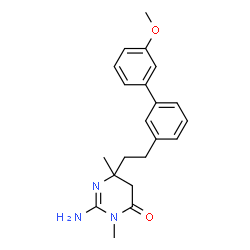 ChemSpider 2D Image | 2-Amino-6-[2-(3'-methoxy-3-biphenylyl)ethyl]-3,6-dimethyl-5,6-dihydro-4(3H)-pyrimidinone | C21H25N3O2