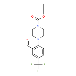 ChemSpider 2D Image | 2-Methyl-2-propanyl 4-[2-formyl-4-(trifluoromethyl)phenyl]-1-piperazinecarboxylate | C17H21F3N2O3
