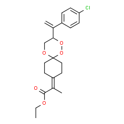 ChemSpider 2D Image | Ethyl 2-{3-[1-(4-chlorophenyl)vinyl]-1,2,5-trioxaspiro[5.5]undec-9-ylidene}propanoate | C21H25ClO5