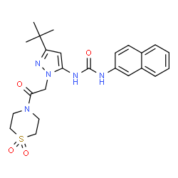 ChemSpider 2D Image | 1-{3-Tert-Butyl-1-[2-(1,1-Dioxidothiomorpholin-4-Yl)-2-Oxoethyl]-1h-Pyrazol-5-Yl}-3-Naphthalen-2-Ylurea | C24H29N5O4S