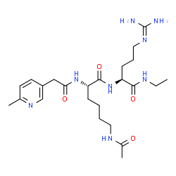 ChemSpider 2D Image | N~6~-Acetyl-N~2~-[(6-methyl-3-pyridinyl)acetyl]-L-lysyl-N~5~-(diaminomethylene)-N-ethyl-L-ornithinamide | C24H40N8O4