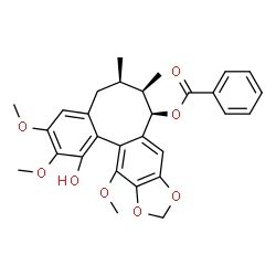 ChemSpider 2D Image | (6R,7R,8R)-1-Hydroxy-2,3,13-trimethoxy-6,7-dimethyl-5,6,7,8-tetrahydrobenzo[3',4']cycloocta[1',2':4,5]benzo[1,2-d][1,3]dioxol-8-yl benzoate | C29H30O8