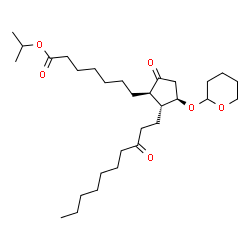 ChemSpider 2D Image | Isopropyl 7-[(1R,2R,3R)-5-oxo-2-(3-oxodecyl)-3-(tetrahydro-2H-pyran-2-yloxy)cyclopentyl]heptanoate | C30H52O6