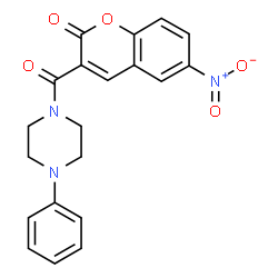 ChemSpider 2D Image | 6-Nitro-3-(4-phenyl-piperazine-1-carbonyl)-chromen-2-one | C20H17N3O5