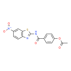 ChemSpider 2D Image | 4-[(6-Nitro-1,3-benzothiazol-2-yl)carbamoyl]phenyl acetate | C16H11N3O5S