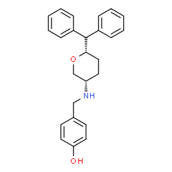 ChemSpider 2D Image | 4-({[(3S,6S)-6-(Diphenylmethyl)tetrahydro-2H-pyran-3-yl]amino}methyl)phenol | C25H27NO2