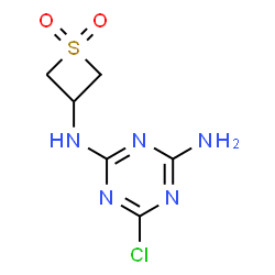 ChemSpider 2D Image | 6-Chloro-N-(1,1-dioxido-3-thietanyl)-1,3,5-triazine-2,4-diamine | C6H8ClN5O2S