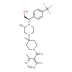 ChemSpider 2D Image | (4,6-Dimethyl-5-pyrimidinyl){4-[(3S)-4-{(1R)-2-hydroxy-1-[4-(trifluoromethyl)phenyl]ethyl}-3-methyl-1-piperazinyl]-4-methyl-1-piperidinyl}methanone | C27H36F3N5O2