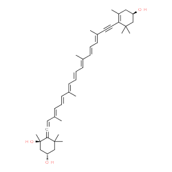 ChemSpider 2D Image | (3S,3'R,5R)-6,7,7',8'-Tetradehydro-5,6-dihydro-beta,beta-carotene-3,3',5-triol | C40H54O3