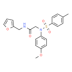 ChemSpider 2D Image | N-(2-Furylmethyl)-N~2~-(4-methoxyphenyl)-N~2~-[(4-methylphenyl)sulfonyl]glycinamide | C21H22N2O5S