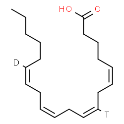 ChemSpider 2D Image | (5Z,8E,11Z,14Z)-(15-~2~H,8-~3~H)-5,8,11,14-Icosatetraenoic acid | C20H30DTO2