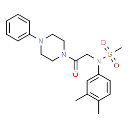 ChemSpider 2D Image | N-(3,4-Dimethylphenyl)-N-[2-oxo-2-(4-phenyl-1-piperazinyl)ethyl]methanesulfonamide | C21H27N3O3S