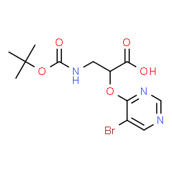 ChemSpider 2D Image | 2-[(5-Bromo-4-pyrimidinyl)oxy]-3-({[(2-methyl-2-propanyl)oxy]carbonyl}amino)propanoic acid | C12H16BrN3O5