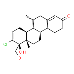 ChemSpider 2D Image | (4aR,4bS,6aS,7S,10aS,10bR,11R)-8-Chloro-7-hydroxy-7-(hydroxymethyl)-6a,11-dimethyl-4,4a,4b,5,6,6a,7,10,10a,10b,11,12-dodecahydro-2(3H)-chrysenone | C21H29ClO3
