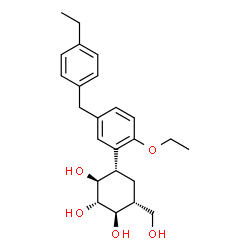ChemSpider 2D Image | (1R,2R,3S,4S,6R)-4-[2-Ethoxy-5-(4-ethylbenzyl)phenyl]-6-(hydroxymethyl)-1,2,3-cyclohexanetriol | C24H32O5