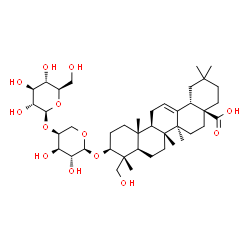 ChemSpider 2D Image | (3beta)-3-{[4-O-(beta-D-Glucopyranosyl)-alpha-L-arabinopyranosyl]oxy}-23-hydroxyolean-12-en-28-oic acid | C41H66O13