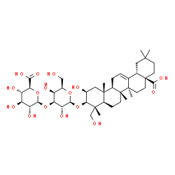 ChemSpider 2D Image | (2beta,3beta)-2,23,28-Trihydroxy-28-oxoolean-12-en-3-yl 3-O-beta-D-glucopyranuronosyl-beta-D-galactopyranoside | C42H66O16