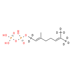 ChemSpider 2D Image | (2E)-3-Methyl-7-(~2~H_3_)methyl(1,1,8,8,8-~2~H_5_)-2,6-octadien-1-yl trihydrogen diphosphate | C10H12D8O7P2