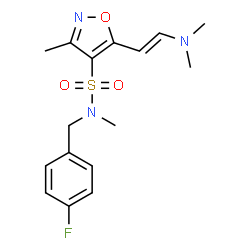 ChemSpider 2D Image | 5-[(E)-2-(Dimethylamino)vinyl]-N-(4-fluorobenzyl)-N,3-dimethyl-1,2-oxazole-4-sulfonamide | C16H20FN3O3S