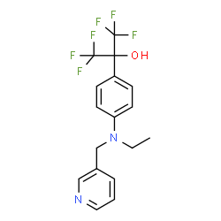 ChemSpider 2D Image | 2-{4-[Ethyl(3-pyridinylmethyl)amino]phenyl}-1,1,1,3,3,3-hexafluoro-2-propanol | C17H16F6N2O
