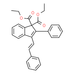 ChemSpider 2D Image | Diethyl 2-phenyl-3-[(E)-2-phenylvinyl]-1H-indene-1,1-dicarboxylate | C29H26O4