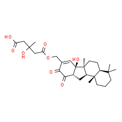 ChemSpider 2D Image | 3-Hydroxy-5-{[(4aS,6aS,6bR,10aS,11aR,11bS)-6b-hydroxy-4,4,6a,11b-tetramethyl-9,10-dioxo-2,3,4,4a,5,6,6a,6b,9,10,10a,11,11a,11b-tetradecahydro-1H-benzo[a]fluoren-8-yl]methoxy}-3-methyl-5-oxopentanoic a
cid | C28H40O8