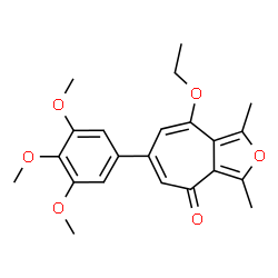 ChemSpider 2D Image | 8-Ethoxy-1,3-dimethyl-6-(3,4,5-trimethoxy-phenyl)-cyclohepta[c]furan-4-one | C22H24O6