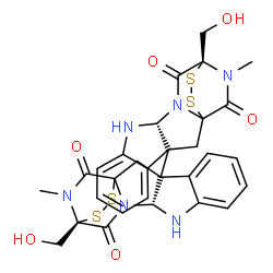 ChemSpider 2D Image | (11R,11'R,14R,14'R)-14,14'-Bis(hydroxymethyl)-18,18'-dimethyl-3,3'-bi(15,16-dithia-10,12,18-triazapentacyclo[12.2.2.0~1,12~.0~3,11~.0~4,9~]octadecane)-4,4',6,6',8,8'-hexaene-13,13',17,17'-tetrone | C30H28N6O6S4