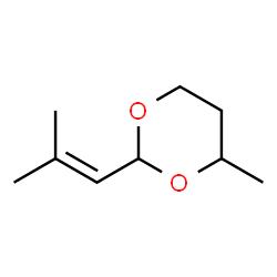 ChemSpider 2D Image | 4-Methyl-2-(2-methyl-1-propen-1-yl)-1,3-dioxane | C9H16O2