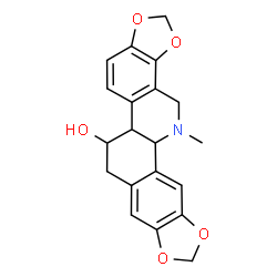 ChemSpider 2D Image | [1,3]Benzodioxolo[5,6-c]-1,3-dioxolo[4,5-i]phenanthridin-6-ol, 5b,6,7,12b,13,14-hexahydro-13-methyl- | C20H19NO5