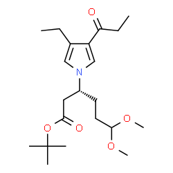 ChemSpider 2D Image | 2-Methyl-2-propanyl (3R)-3-(3-ethyl-4-propionyl-1H-pyrrol-1-yl)-6,6-dimethoxyhexanoate | C21H35NO5