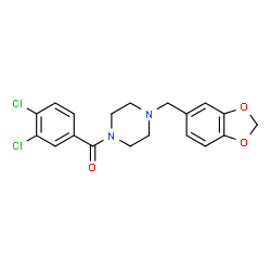 ChemSpider 2D Image | 1-(2H-1,3-benzodioxol-5-ylmethyl)-4-(3,4-dichlorobenzoyl)piperazine | C19H18Cl2N2O3