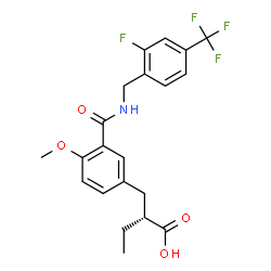 ChemSpider 2D Image | (2S)-2-(3-{[2-Fluoro-4-(trifluoromethyl)benzyl]carbamoyl}-4-methoxybenzyl)butanoic acid | C21H21F4NO4