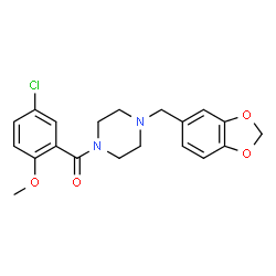 ChemSpider 2D Image | [4-(1,3-Benzodioxol-5-ylmethyl)-1-piperazinyl](5-chloro-2-methoxyphenyl)methanone | C20H21ClN2O4