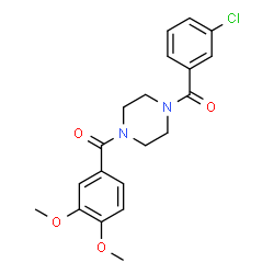 ChemSpider 2D Image | 1-(3-chlorobenzoyl)-4-(3,4-dimethoxybenzoyl)piperazine | C20H21ClN2O4