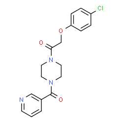 ChemSpider 2D Image | 2-(4-Chlorophenoxy)-1-[4-(3-pyridinylcarbonyl)-1-piperazinyl]ethanone | C18H18ClN3O3