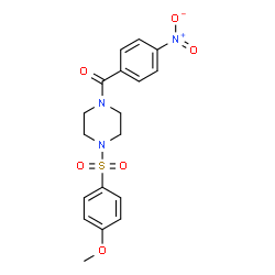 ChemSpider 2D Image | {4-[(4-Methoxyphenyl)sulfonyl]-1-piperazinyl}(4-nitrophenyl)methanone | C18H19N3O6S