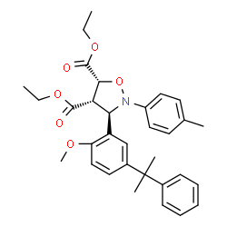 ChemSpider 2D Image | Diethyl (3R,4S,5R)-3-[2-methoxy-5-(2-phenyl-2-propanyl)phenyl]-2-(4-methylphenyl)-1,2-oxazolidine-4,5-dicarboxylate | C32H37NO6