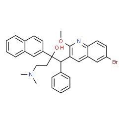 ChemSpider 2D Image | 1-(6-Bromo-2-methoxy-3-quinolinyl)-4-(dimethylamino)-2-(2-naphthyl)-1-phenyl-2-butanol | C32H31BrN2O2