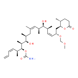 ChemSpider 2D Image | (3Z,5S,6S,7S,8R,9S,11Z,13S,14S,15S,16Z,18S)-8,14-Dihydroxy-18-(methoxymethoxy)-5,7,9,11,13,15-hexamethyl-19-[(2S,3R)-3-methyl-6-oxotetrahydro-2H-pyran-2-yl]-1,3,11,16-nonadecatetraen-6-yl carbamate | C34H57NO8