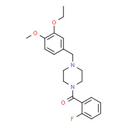 ChemSpider 2D Image | 1-[(3-ETHOXY-4-METHOXYPHENYL)METHYL]-4-(2-FLUOROBENZOYL)PIPERAZINE | C21H25FN2O3